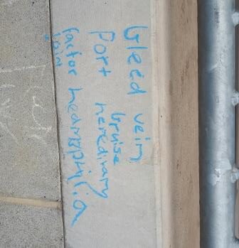 words about haemophilia chalked on the wall