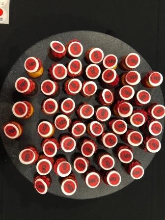 Tray of red cakes