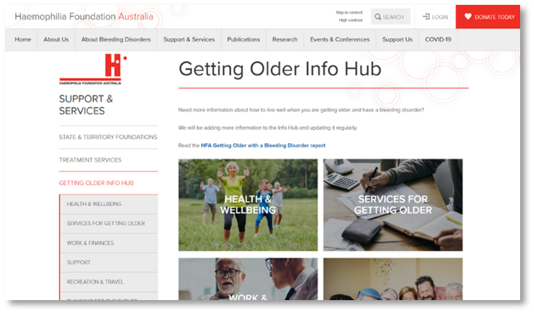 Getting Older Info Hub landing page