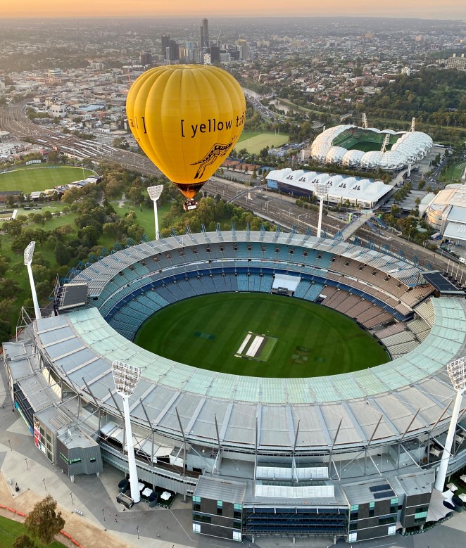 MCG with a hot air balloon above it