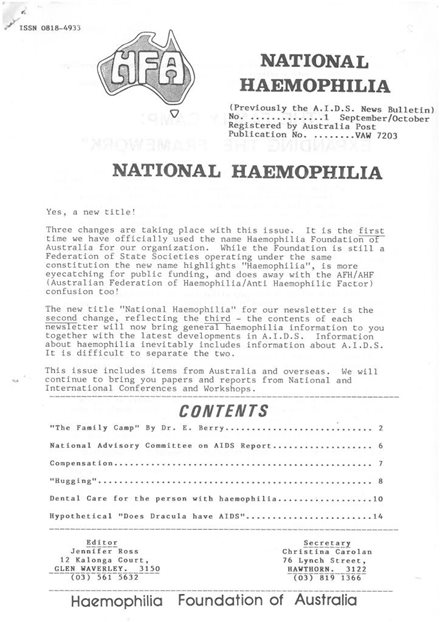 National Haemophilia issue 1