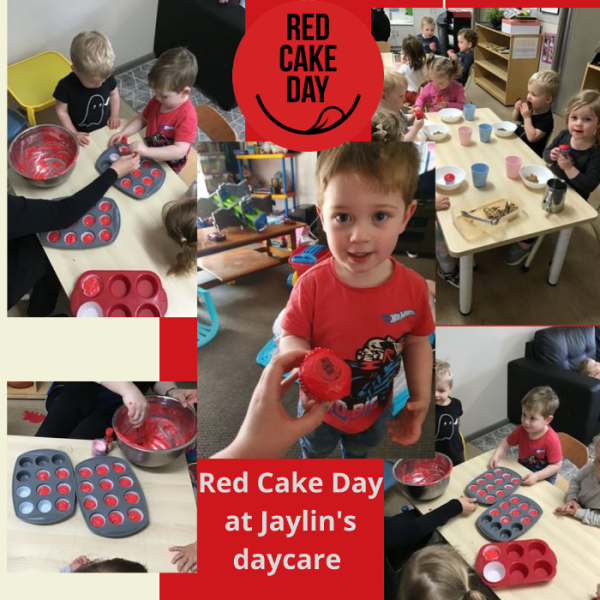 Red cake day at Jaylin's daycare