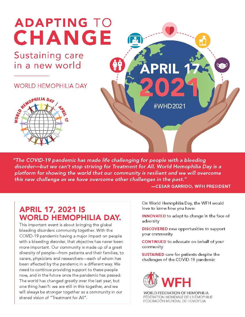 Adapting to change sustaining care in a new world World Hemophilia Day