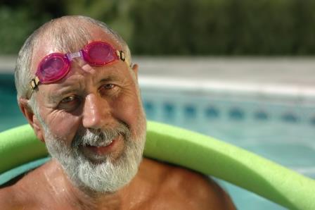 older man in a swimming pool