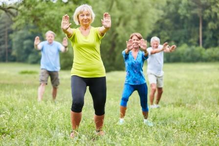 seniors exercising outdoors
