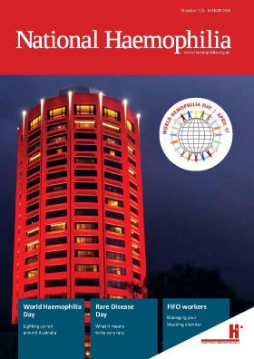 National Haemophilia cover with Wrest Point casino lit up red
